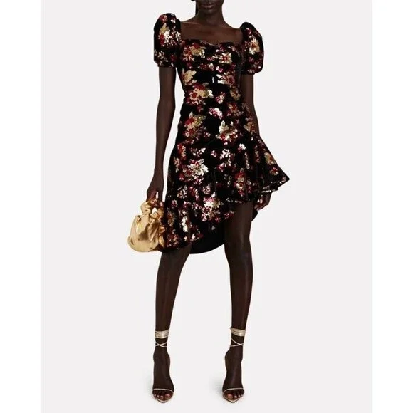 Autumn Adeigbo Rosalie Dress Black Red Gold Sequins Cocktail NWT Sz 6 - Picture 5 of 16